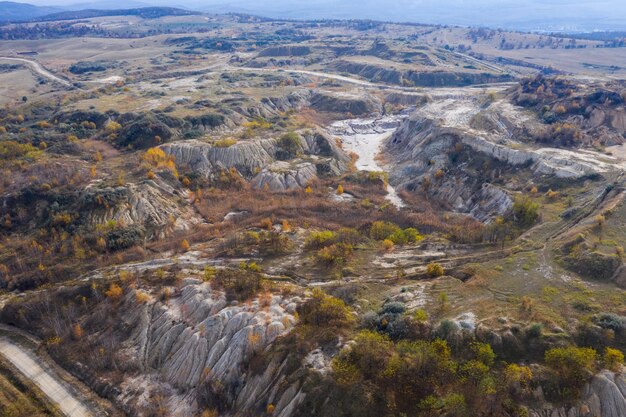 Foto paisaje minero industrial desde una antena de avión no tripulado