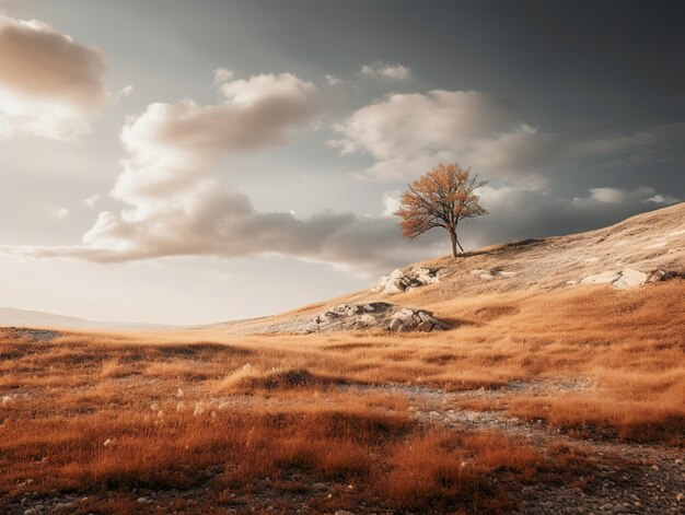 Foto paisaje minimalista en en colores de otoño