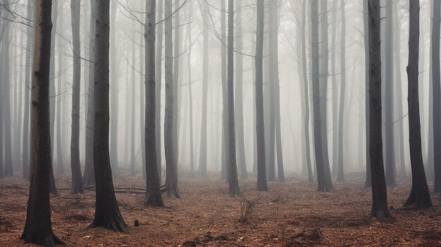 Foto el paisaje místico la niebla blanca en el otoño el bosque deprimente la tristeza la soledad el estado de ánimo