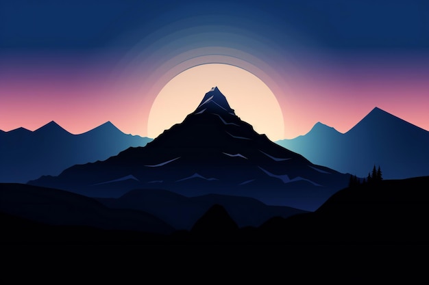 Paisaje de montaña al atardecer ilustración de una cordillera