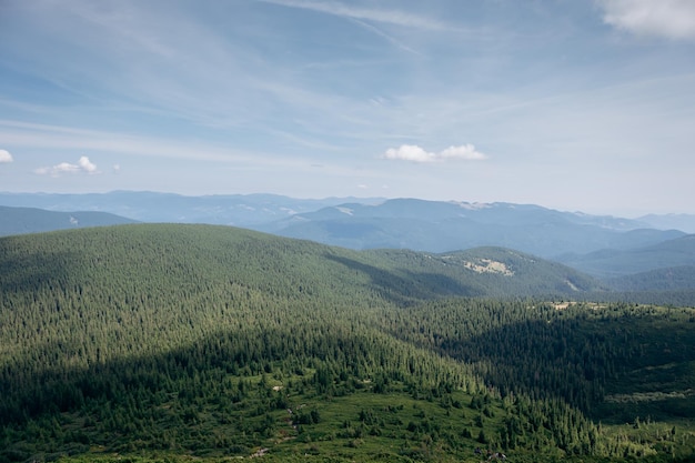 Paisaje de montaña en los Cárpatos ucranianos en verano