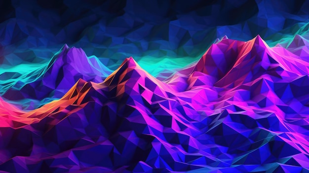 Paisaje de montaña cyberpunk fondo abstracto para el escritorio pintoresco