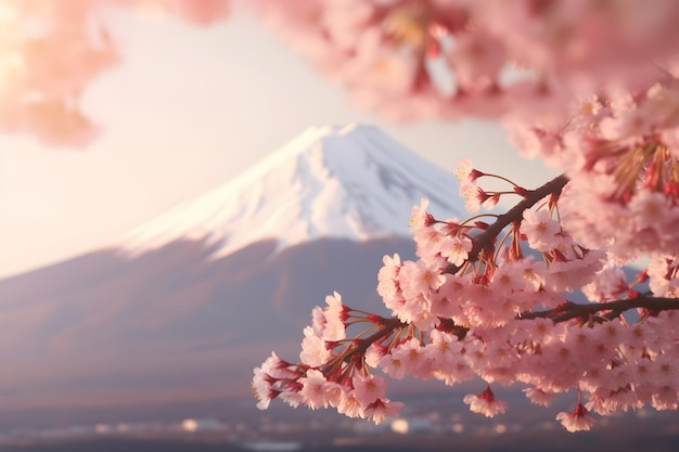 Foto paisaje de la montaña fuji en japón