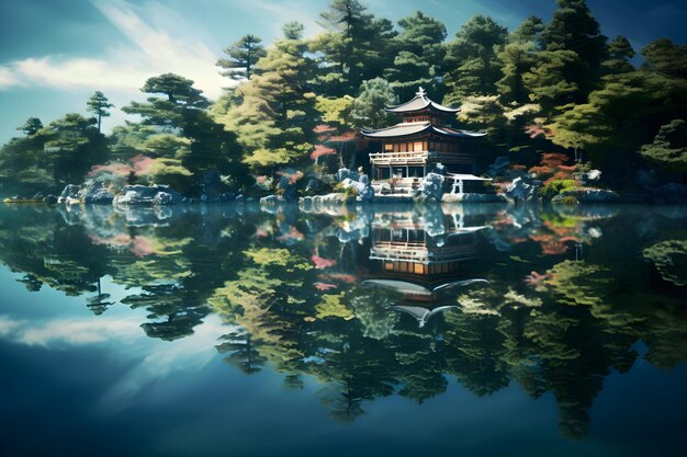 Foto paisaje de la montaña fuji en japón