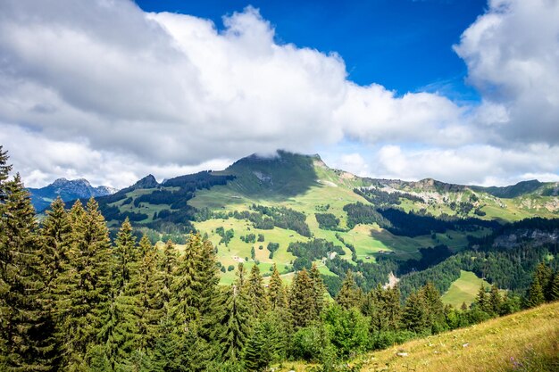 Paisaje de montaña en el GrandBornand Hautesavoie France