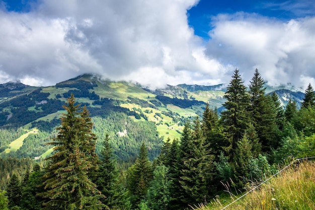 Paisaje de montaña en el GrandBornand Hautesavoie Francia