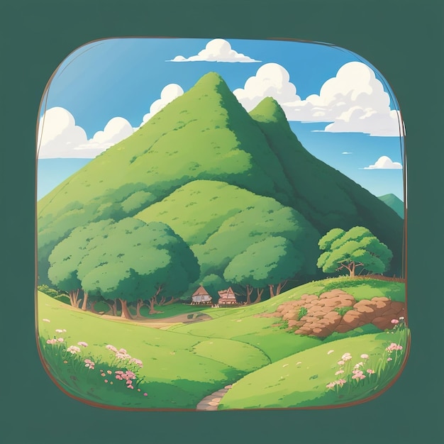 Paisaje de montaña con hierba verde