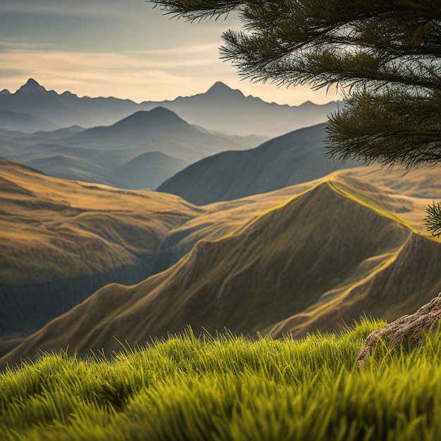 paisaje de montaña con hierba