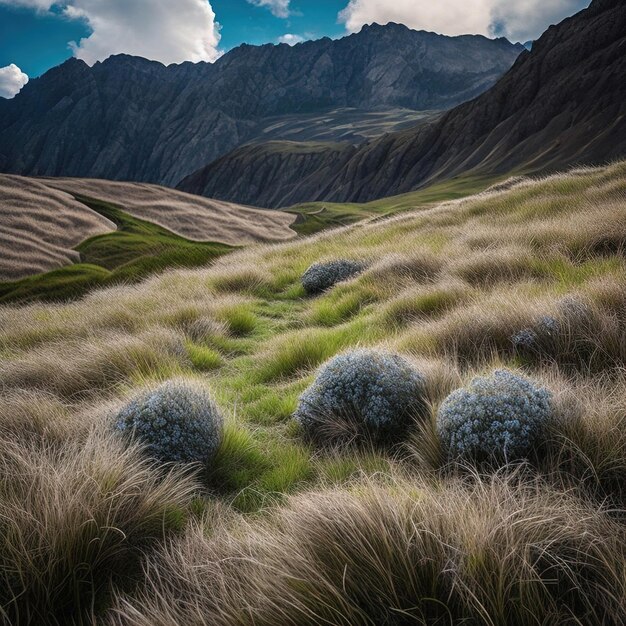 paisaje de montaña con hierba