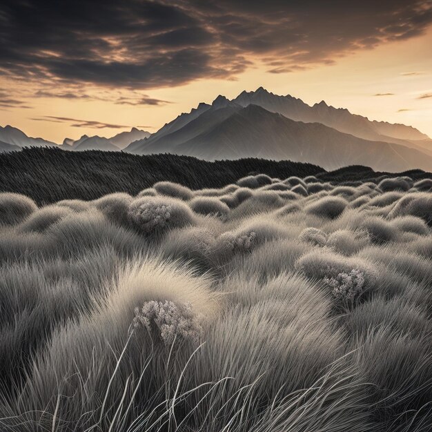 paisaje de montaña con hierba