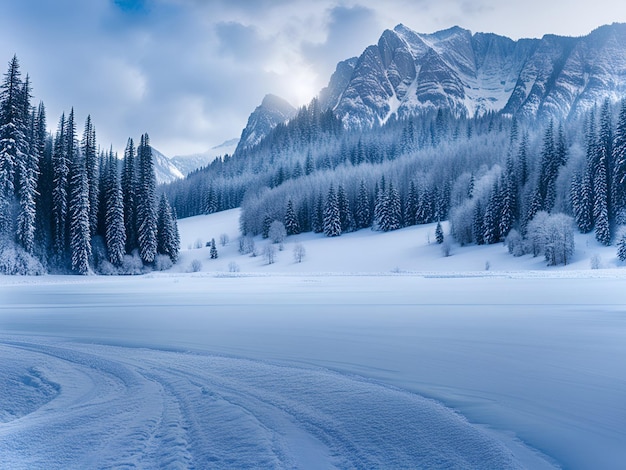 Paisaje de montaña de invierno