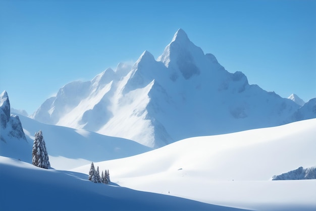 Un paisaje de montaña nevada Fotografía de fondo para diseñadores Generado por IA