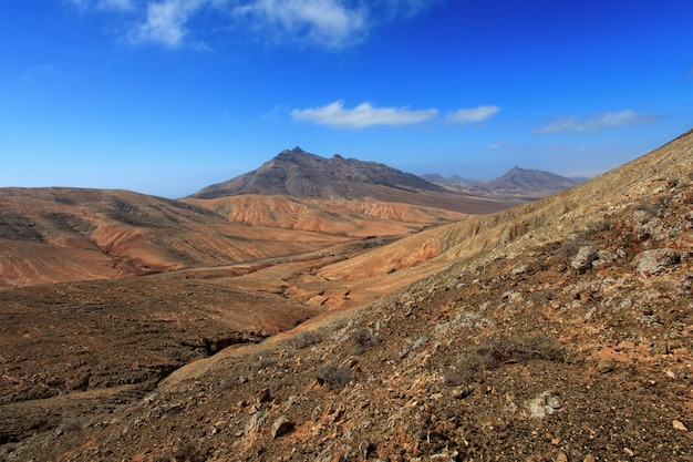 Paisaje de montaña en el parque nacional Fuerteventura, Islas Canarias, España