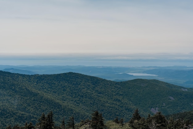 Paisaje de montaña Vista desde el Monte Pidan Livadia pico de la montaña Rusia Vladivostok Foto de alta calidad