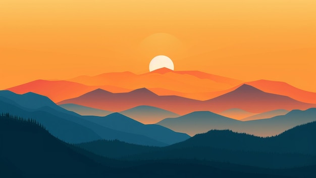 Paisaje con montañas al atardecer