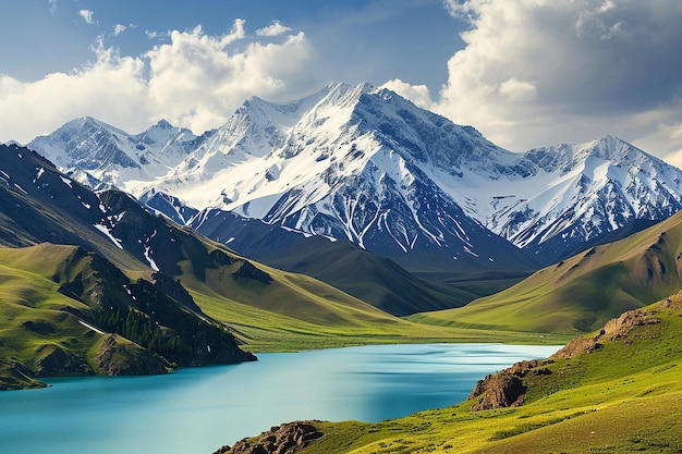 Paisaje de las montañas y el lago