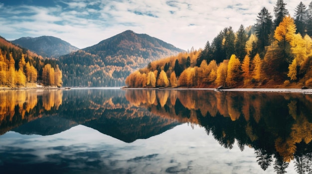 Paisaje de las montañas de otoño