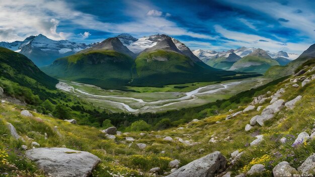 Foto paisaje de las montañas de los pirineos