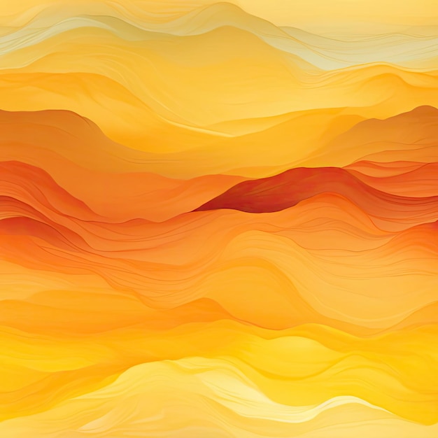 Paisaje montañoso abstracto con olas amarillas y naranjas