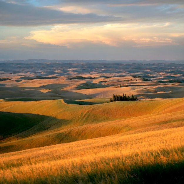 Paisaje montañoso al amanecer