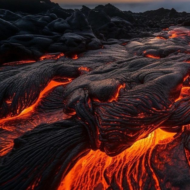 Paisaje montañoso de lava