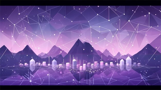 Foto paisaje montañoso con nieve y estrellas ilustración vectorial del amanecer