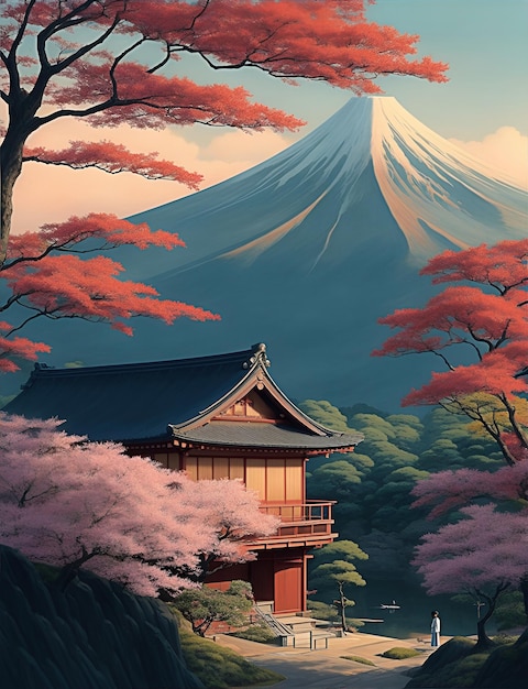 paisaje del monte fuji japón