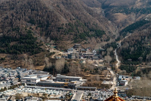 Paisaje del monte Wutai en Shanxi, China