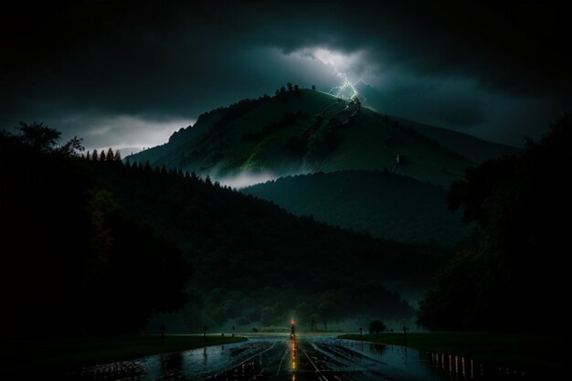 Paisaje natural del día de lluvia.