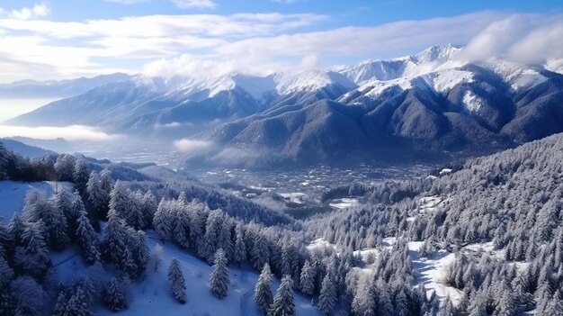 paisaje natural de invierno en Georgia en febrero