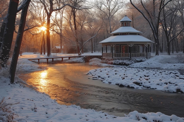 Paisaje natural de invierno Un hermoso lugar de invierno en la naturaleza