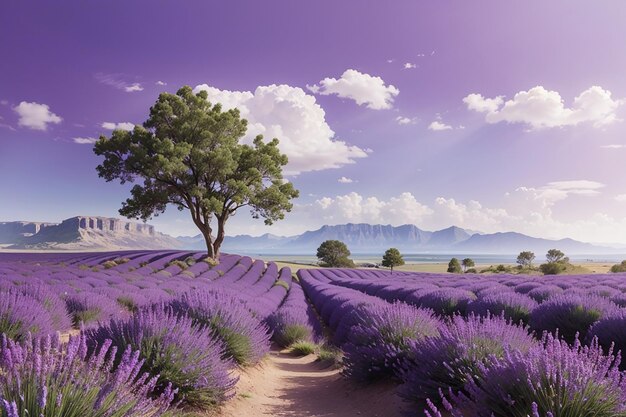 Foto paisaje natural de lavanda digital