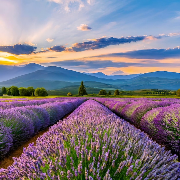 Paisaje natural de lavanda digital