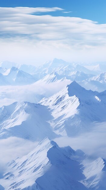 Foto paisaje natural de las montañas de nieve de invierno