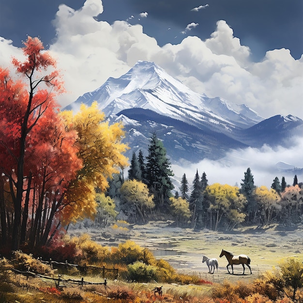 paisaje natural de otoño generado por la IA