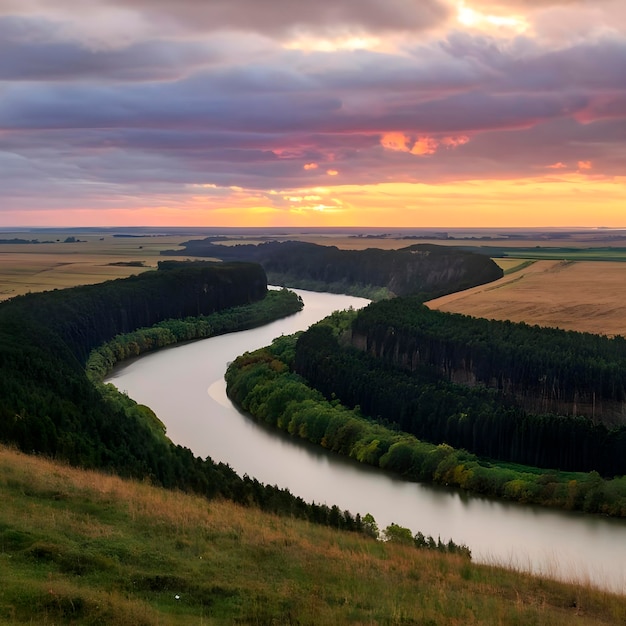 Paisaje natural con el río ai generado