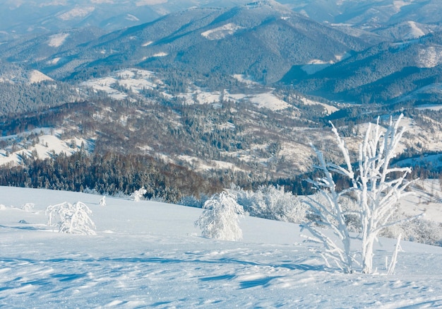 Paisaje nevado de montaña de invierno