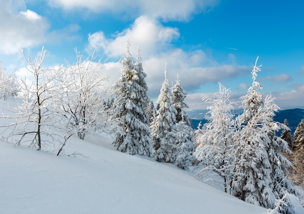 Paisaje nevado de montaña de invierno