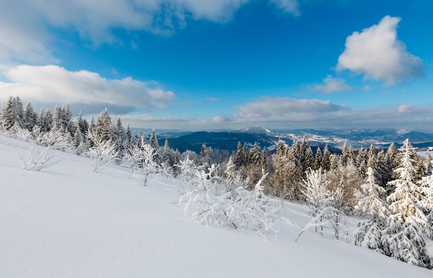 Paisaje nevado de montaña de invierno