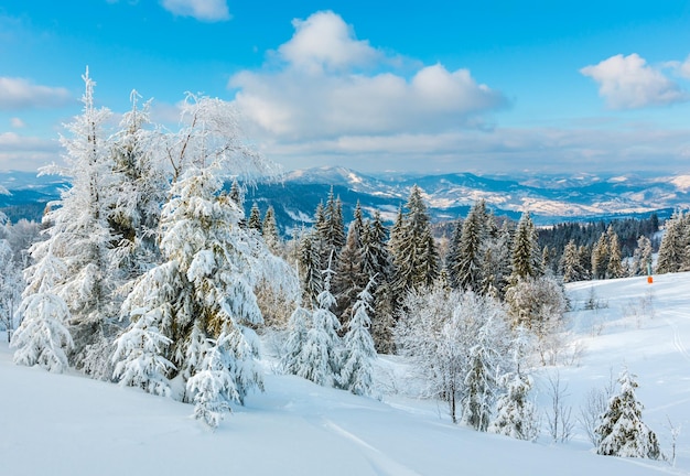 Paisaje nevado de montaña de invierno