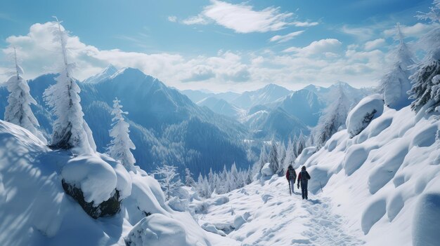 Paisaje de nieve de las plantas de vacaciones de montaña