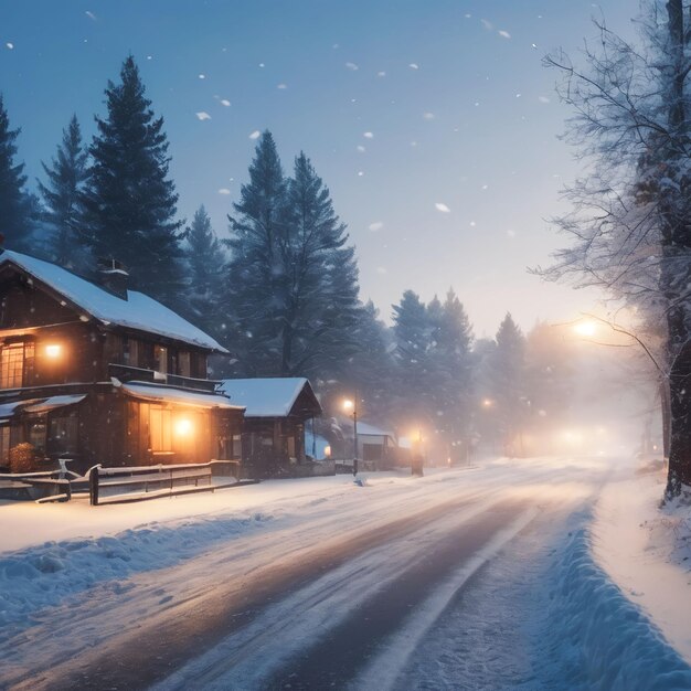 Foto paisaje nocturno de invierno