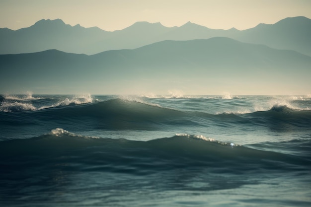 Paisaje oceánico de olas azules Generar IA