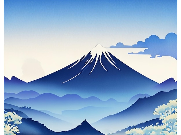 Paisaje oriental de lujo de las montañas azules en Vector