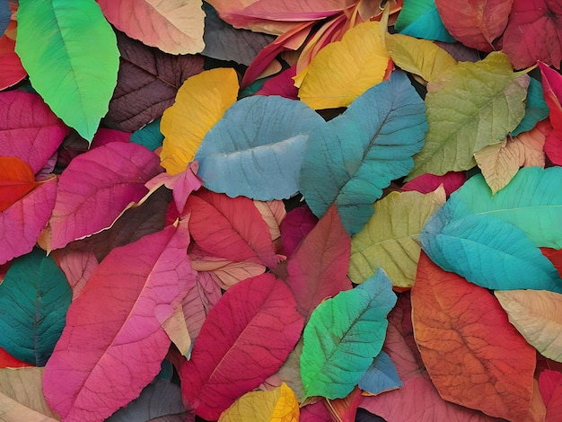 Un paisaje de otoño con una alfombra de hojas rojas naranjas y amarillas esparcidas por el suelo