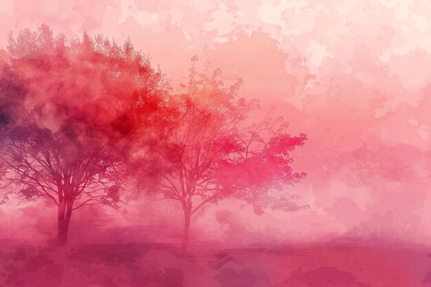 Paisaje de otoño con bosque brumoso Estilo de pintura de arte digital