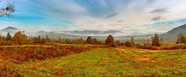 Paisaje de otoño brumoso