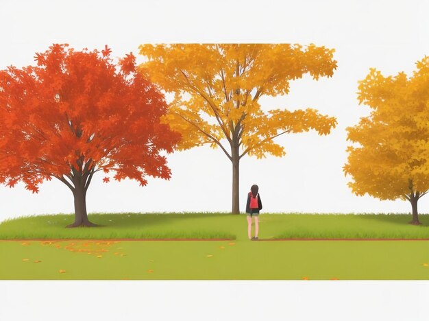 Paisaje de otoño en estilo acuarela obra de arte escénica