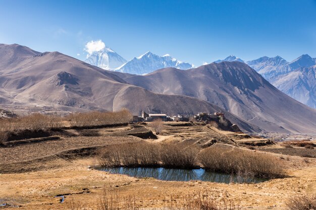 Paisaje de otoño, Himalaya.