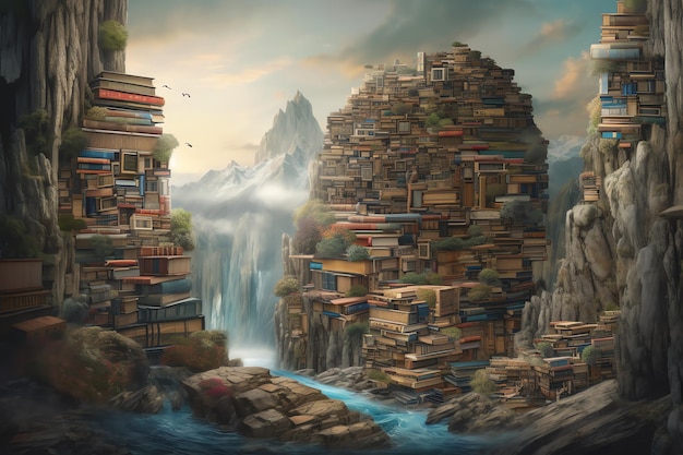 Paisaje de otro mundo poblado por imponentes pilas de libros